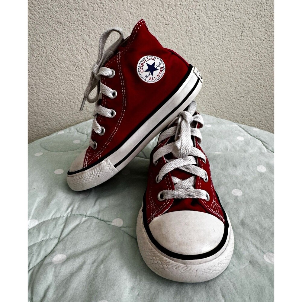 Converse Chuck Taylor All Star Unisex Kids Red High Top Lace Up Textile US 8